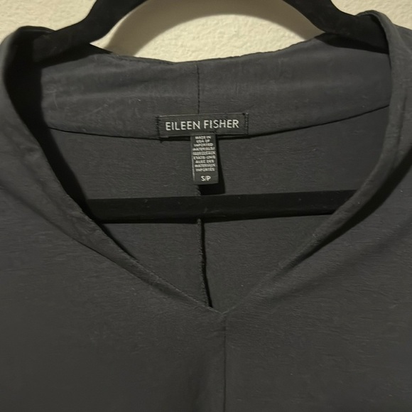 Eileen Fisher Black Blouse Small Professional Tencel Long Sleeve V Neck EUC - Picture 5 of 14